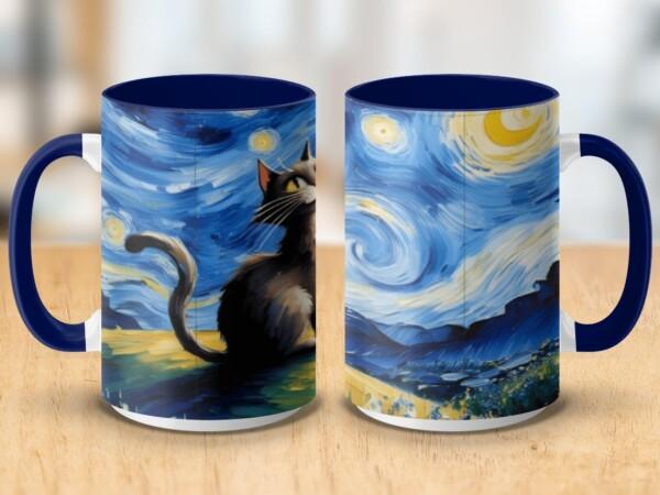 Starry Night Cat Design Artistic Decorative Mugs - Image 8