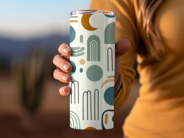 Abstract Geometric Patterns Design, Eco-Friendly Reusable Tumbler - Image 2