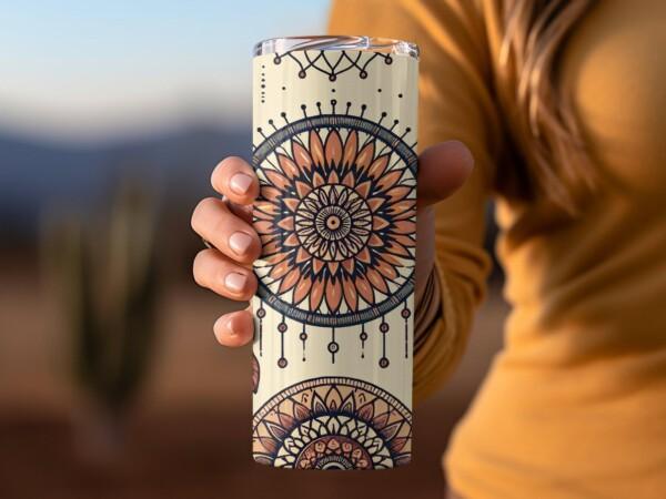 Feathers and Dreamcatcher Design, Eco-Friendly Reusable Tumbler - Image 2
