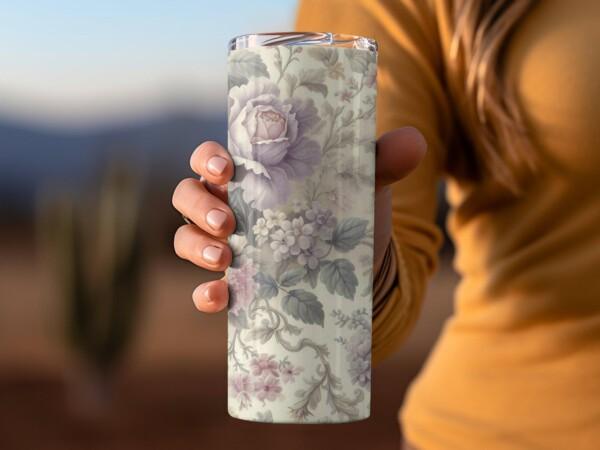 Elegant Floral Design, Eco-Friendly Reusable Tumbler - Image 2