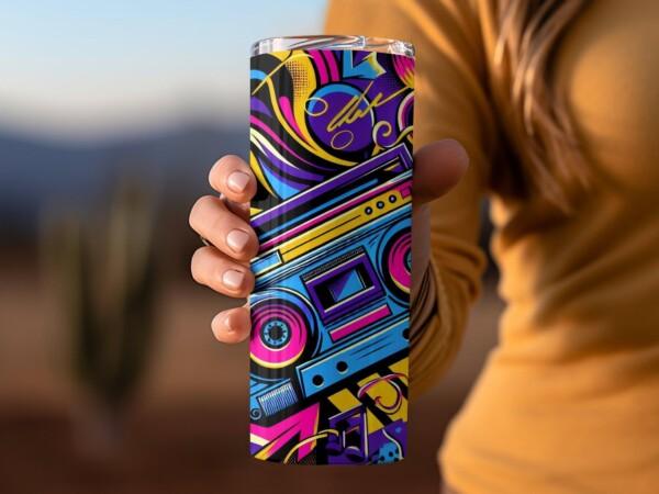 Retro Boombox Music Art Design, Eco-Friendly Reusable Tumbler - Image 2