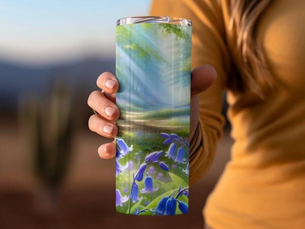 Vibrant Bluebell Forest Pathway Tumbler, Eco-Friendly Reusable Tumbler - Image 6