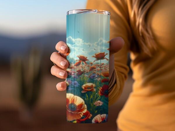 Vibrant Poppy Meadow Tumbler, Eco-Friendly Reusable Tumbler - Image 6