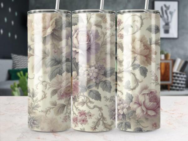 Elegant Floral Design, Eco-Friendly Reusable Tumbler