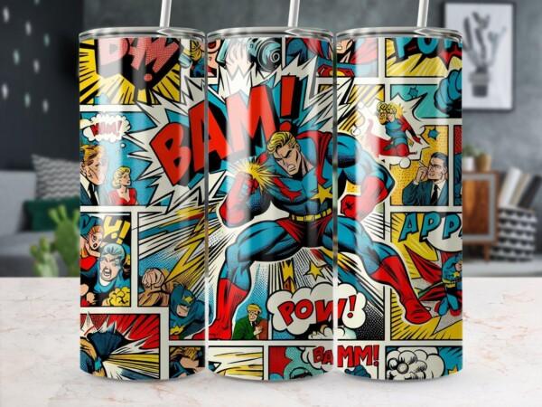 Superhero Comic Book Design, Eco-Friendly Reusable Tumbler
