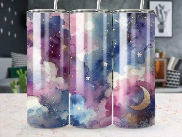 Colourful Galaxy Starry Night Design, Eco-Friendly Reusable Tumbler
