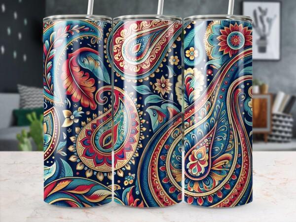 Elegant Paisley Design, Eco-Friendly Reusable Tumbler