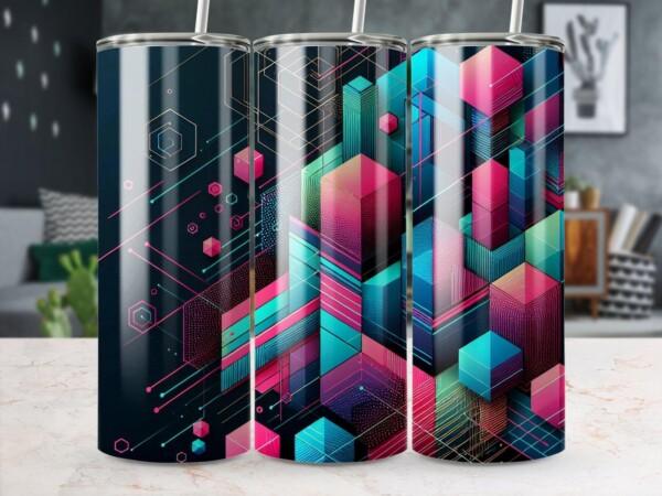 Geometric Abstract Art Design, Eco-Friendly Reusable Tumbler