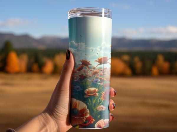 Vibrant Poppy Meadow Tumbler, Eco-Friendly Reusable Tumbler - Image 4