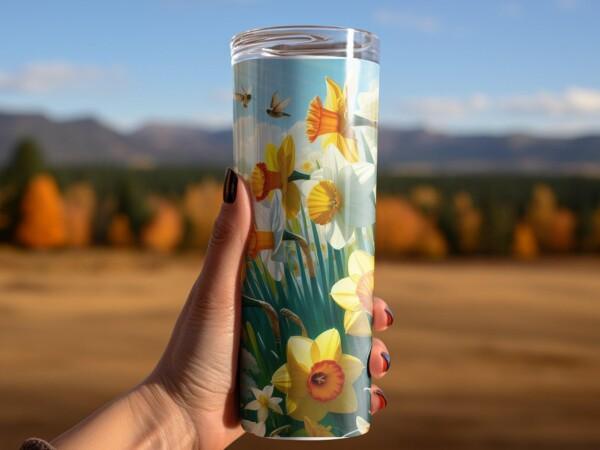 Bright Daffodils Tumbler, Eco-Friendly Reusable Tumbler - Image 4