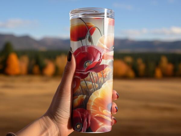 Poppy Flower Tumbler, Eco-Friendly Reusable Tumbler - Image 4