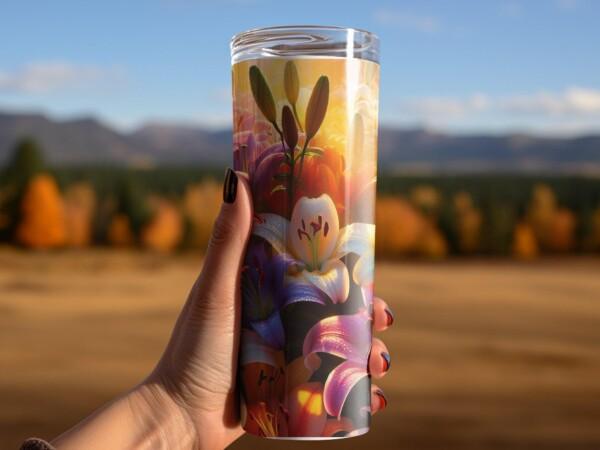 Colourful Lily Flower Tumbler, Eco-Friendly Reusable Tumbler - Image 4