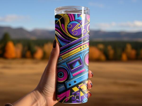 Retro Boombox Music Art Design, Eco-Friendly Reusable Tumbler - Image 5