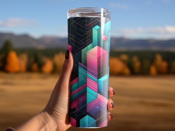 Geometric Abstract Art Design, Eco-Friendly Reusable Tumbler - Image 5