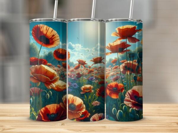 Vibrant Poppy Meadow Tumbler, Eco-Friendly Reusable Tumbler - Image 5