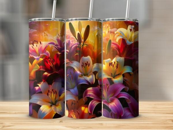 Colourful Lily Flower Tumbler, Eco-Friendly Reusable Tumbler - Image 5