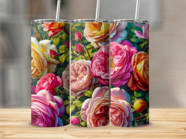 Vibrant Roses Tumbler, Eco-Friendly Reusable Tumbler