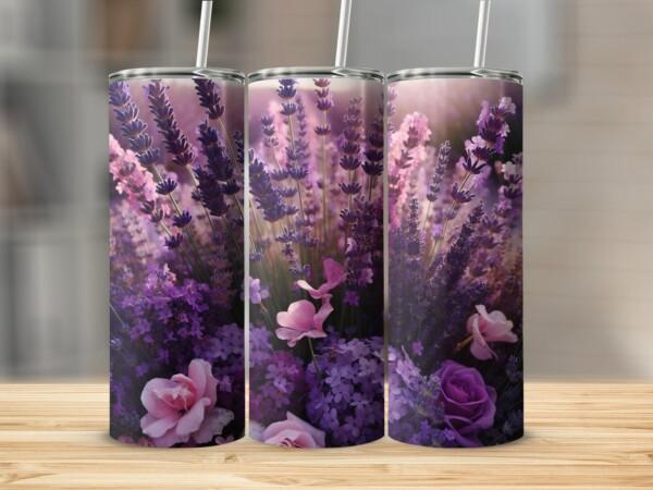 Beautiful Lavender Flower Tumbler, Eco-Friendly Reusable Tumbler