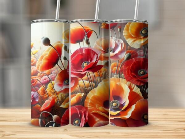 Poppy Flower Tumbler, Eco-Friendly Reusable Tumbler