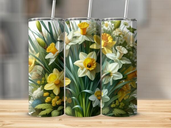 Beautiful Daffodil Bouquet Tumbler, Eco-Friendly Reusable Tumbler