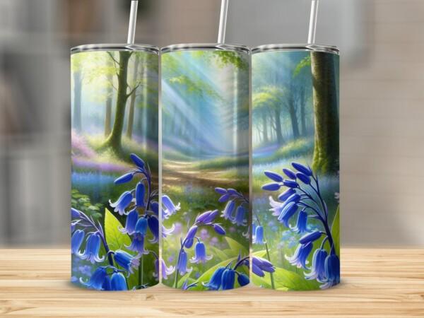 Vibrant Bluebell Forest Pathway Tumbler, Eco-Friendly Reusable Tumbler