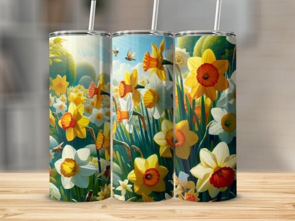 Bright Daffodils Tumbler, Eco-Friendly Reusable Tumbler
