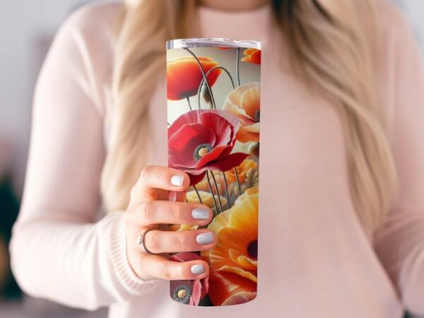 Poppy Flower Tumbler, Eco-Friendly Reusable Tumbler - Image 2