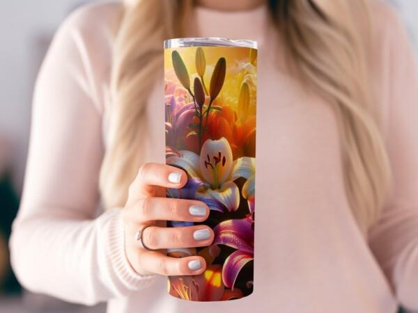 Colourful Lily Flower Tumbler, Eco-Friendly Reusable Tumbler - Image 2
