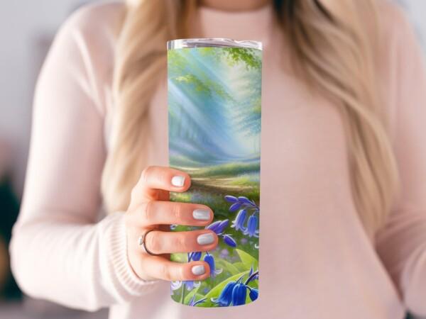Vibrant Bluebell Forest Pathway Tumbler, Eco-Friendly Reusable Tumbler - Image 2
