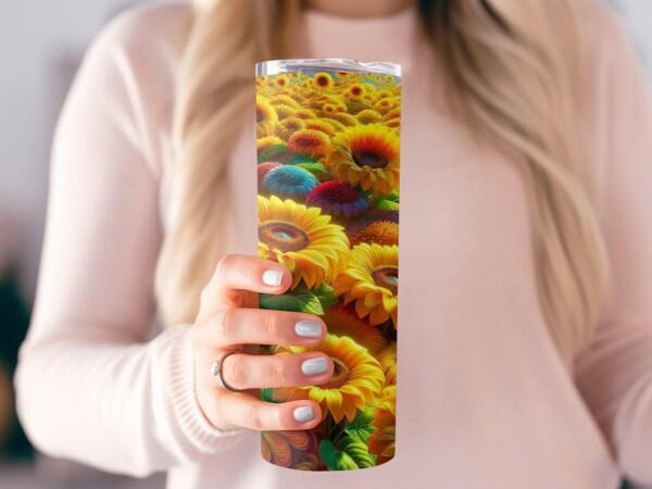 Colourful Sunflower Fields Tumbler, Eco-Friendly Reusable Tumbler - Image 2