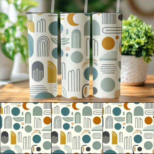 Abstract Geometric Patterns Design, Eco-Friendly Reusable Tumbler - Image 4