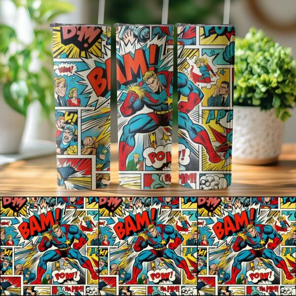 Superhero Comic Book Design, Eco-Friendly Reusable Tumbler - Image 4
