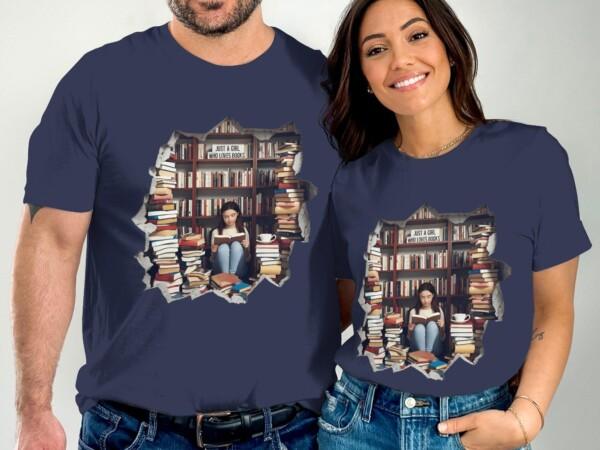 Book Lover Shirt, Bookworm Tee, Just a Girl Who Loves Books, Reader Gift, Novel Lover, Bookish Apparel, Unique Library Shirt - Image 2