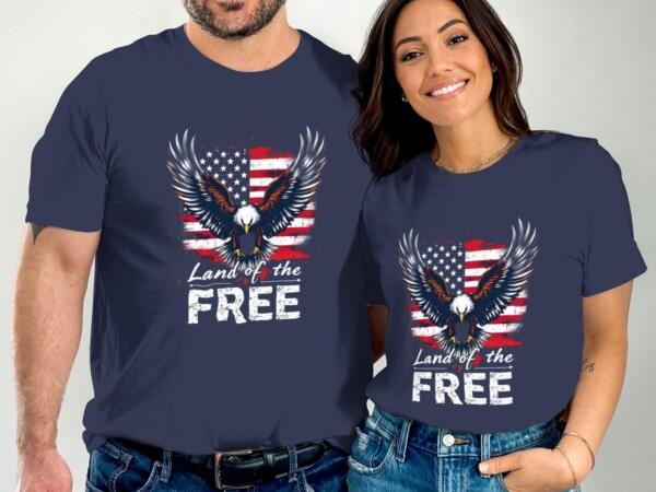 Patriotic Eagle T-Shirt, American Flag Design, Land of the Free Graphic Tee, USA Freedom Shirt, Fourth of July Outfit, Independence Day Top - Image 2