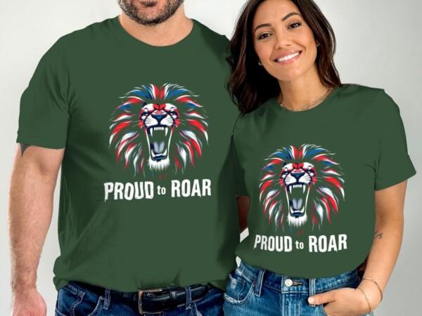 Lion Graphic T-Shirt, Roaring Lion Tee, Stunning Lion Design Shirt, Patriotic Lion Art, Eye-Catching Lion Print T-Shirt - Image 4
