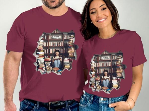 Book Lover Shirt, Bookworm Tee, Just a Girl Who Loves Books, Reader Gift, Novel Lover, Bookish Apparel, Unique Library Shirt - Image 3
