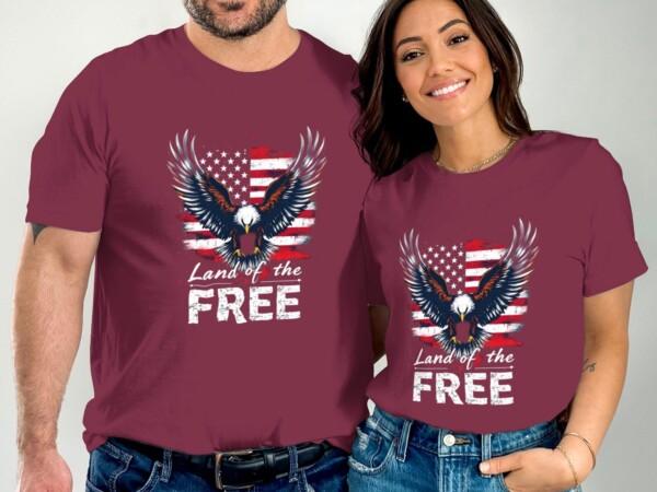 Patriotic Eagle T-Shirt, American Flag Design, Land of the Free Graphic Tee, USA Freedom Shirt, Fourth of July Outfit, Independence Day Top - Image 3