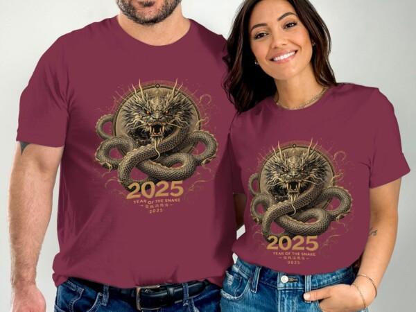 Year of the Snake 2025 T-Shirt, Chinese Zodiac Dragon Design Tee, Unique Anime Style Shirt, Japanese Mythical Creature Top - Image 3