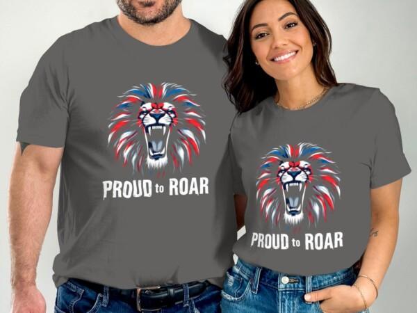 Lion Graphic T-Shirt, Roaring Lion Tee, Stunning Lion Design Shirt, Patriotic Lion Art, Eye-Catching Lion Print T-Shirt - Image 5