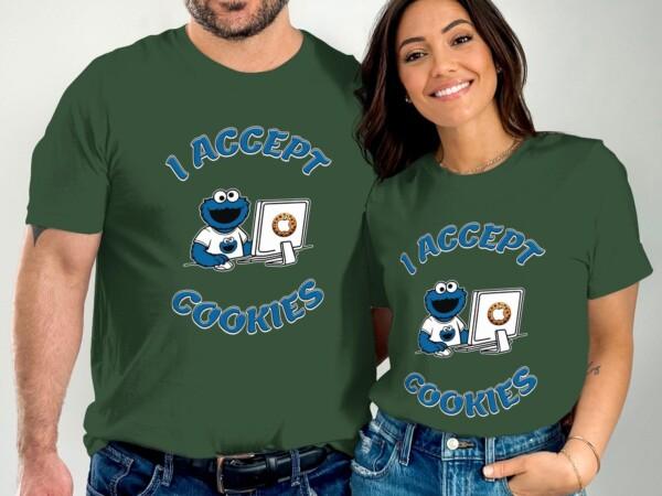 I Accept Cookies T-Shirt, Funny Graphic Tee for Cookie Lovers, Cute Cookie Monster Shirt, Humorous Geek Gift, Fun Casual Wear - Image 4