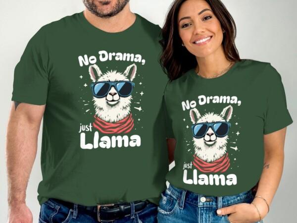 Funny Llama T-Shirt, No Drama Just Llama Graphic Tee, Cute Llama Gift, Humor T-Shirt, Llama Lover Shirt, Cool Sunglasses Llama Tshirt - Image 4
