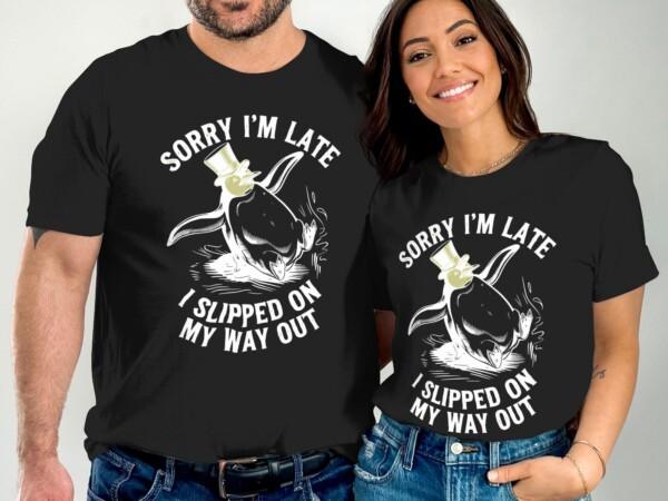 Sorry I'm Late I Slipped On My Way Out Penguin T-Shirt, Funny Graphic Tee, Humorous Saying Shirt, Cute Penguin Top, Unique Gift - Image 6
