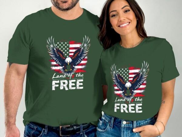 Patriotic Eagle T-Shirt, American Flag Design, Land of the Free Graphic Tee, USA Freedom Shirt, Fourth of July Outfit, Independence Day Top - Image 4