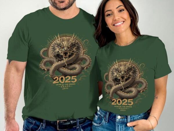 Year of the Snake 2025 T-Shirt, Chinese Zodiac Dragon Design Tee, Unique Anime Style Shirt, Japanese Mythical Creature Top - Image 4