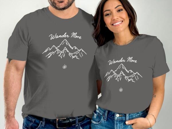 Wander More T-Shirt, Mountain Adventure Tee, Compass Graphic Shirt, Outdoor Hiking Apparel, Nature Lover Gift, Unisex Casual Wear - Image 5