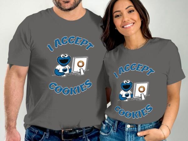 I Accept Cookies T-Shirt, Funny Graphic Tee for Cookie Lovers, Cute Cookie Monster Shirt, Humorous Geek Gift, Fun Casual Wear - Image 5