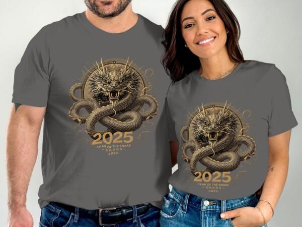 Year of the Snake 2025 T-Shirt, Chinese Zodiac Dragon Design Tee, Unique Anime Style Shirt, Japanese Mythical Creature Top - Image 5