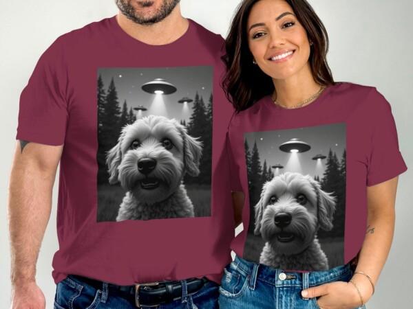 Funny Alien UFO Dog T-Shirt, Cute Alien Dog Graphic Tee, Funny Dog Lovers Shirt, UFO Abduction Dog Tee, Dog Alien Design T-Shirt - Image 3