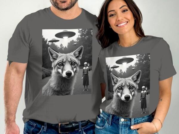 Unique Alien UFO Fox Graphic Tee, Sci-Fi Fantasy T-Shirt for Men Women, Extraterrestrial UFO Apparel, Eye-Catching Tee Shirt - Image 5