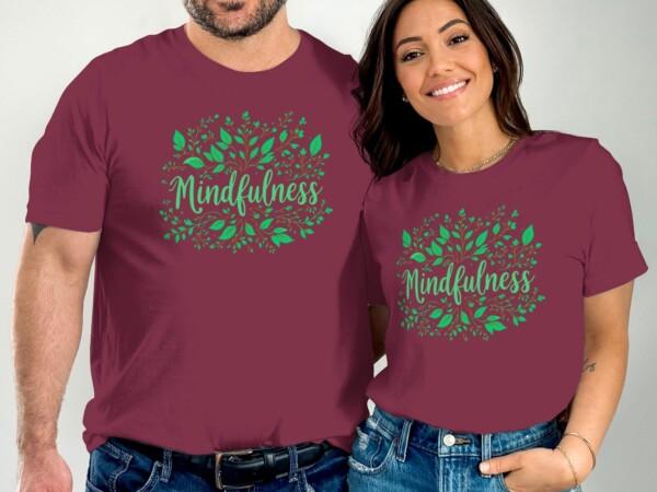 Mindfulness Inspired Leafy Design Graphic T-Shirts - Image 3
